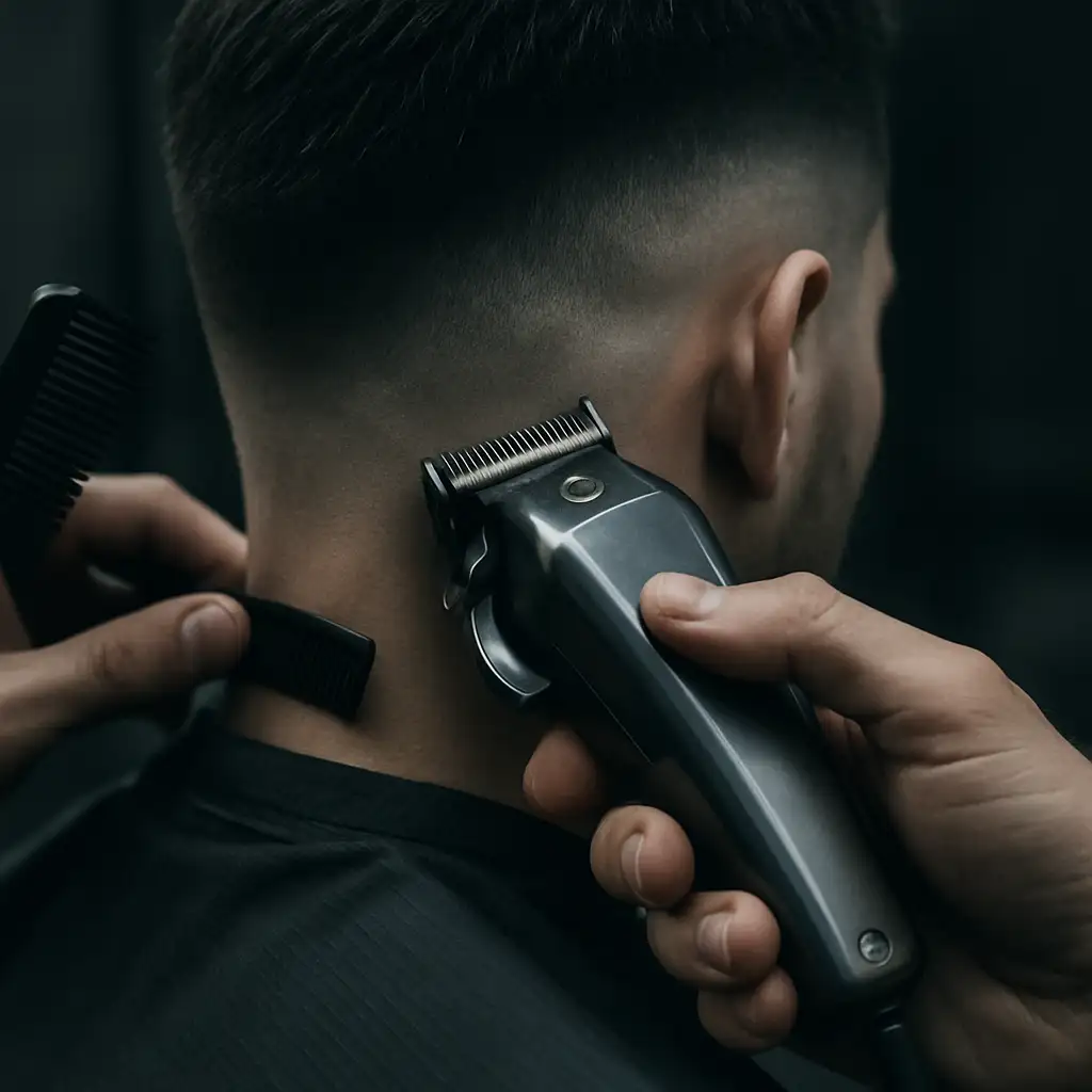 Close-up of clipper work mid-fade
